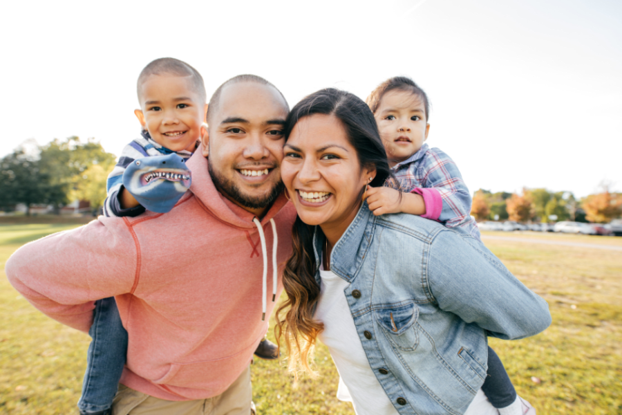 Family in the green park