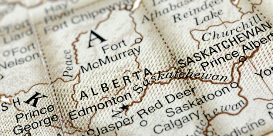 map highlighting alberta, one of the best provinces for pnp immigration to canada