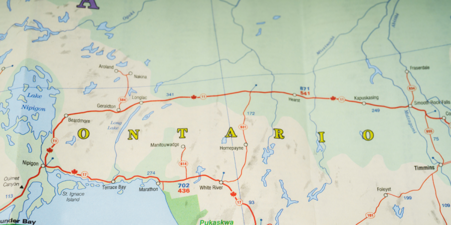 map of ontario, one of the top provinces for pnp immigration to canada