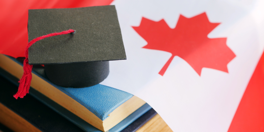 graduation cap with canada flag symbolizing phd scholarships