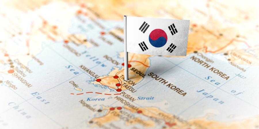 south korea flag pinned on map best countries to study abroad