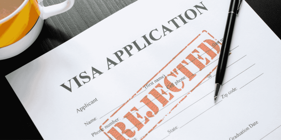 visa application form marked as rejected showing common lmia mistakes
