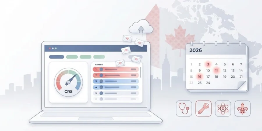 express entry draw predictions: crs dashboard with ranking, ita emails, and 2026 calendar