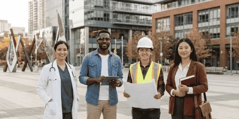 diverse professionals in canada representing jobs for express entry immigration pathways