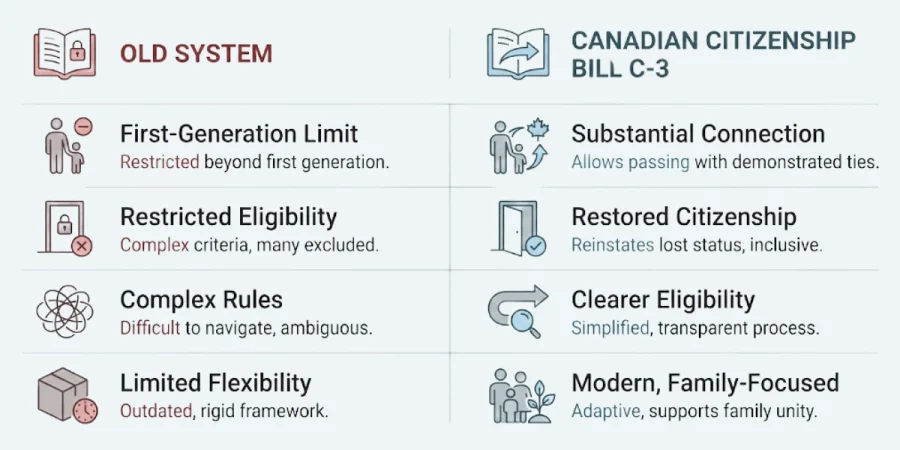 comparison of old rules and canadian citizenship bill c-3 eligibility changes