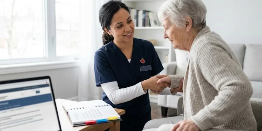 alternatives to the home care worker :caregiver helping senior, pr planning